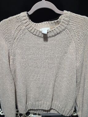H&M Metallic-Thread Crewneck Sweater - Cream